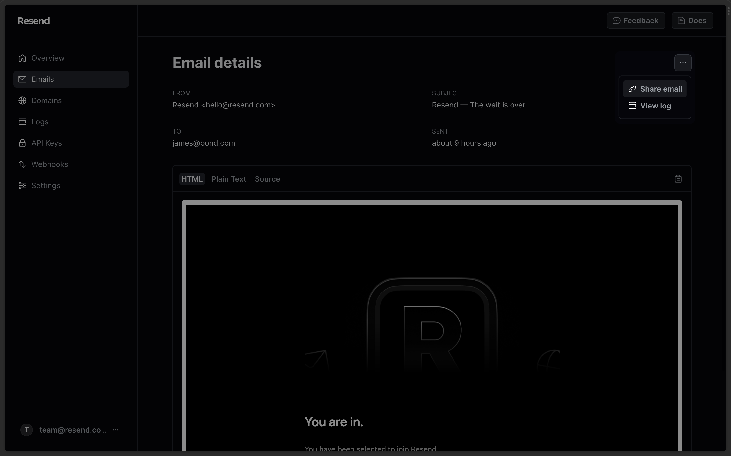 Email - Share Link Option