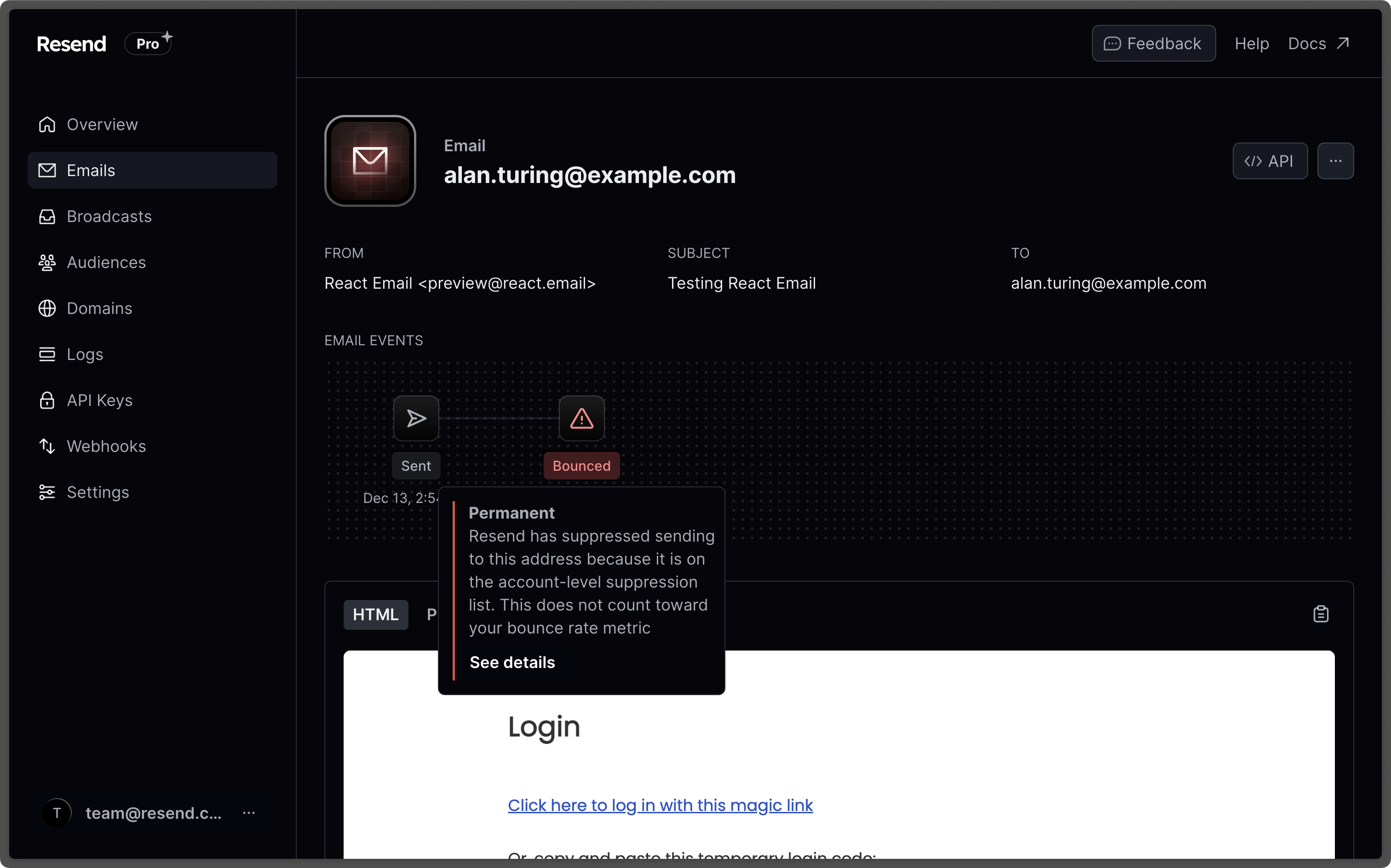Email Bounce Notification